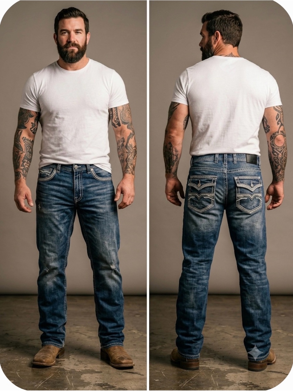 GS-115 Premium Men's Heavy Stitch Flap Pocket Relaxed Jeans Blue Wash  40x27”